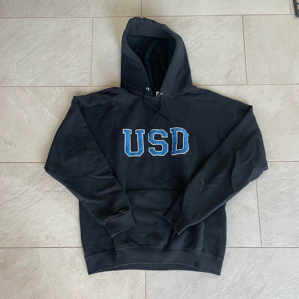 Jerzees Black Hoodie with Blue USD Logo